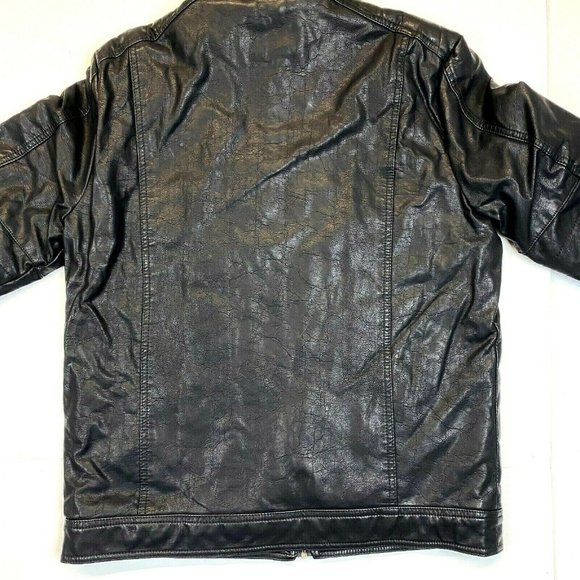 Men's Apt. 9 Faux Leather Removable Bib Hooded Jacket - Black - L - Picture 5 of 5